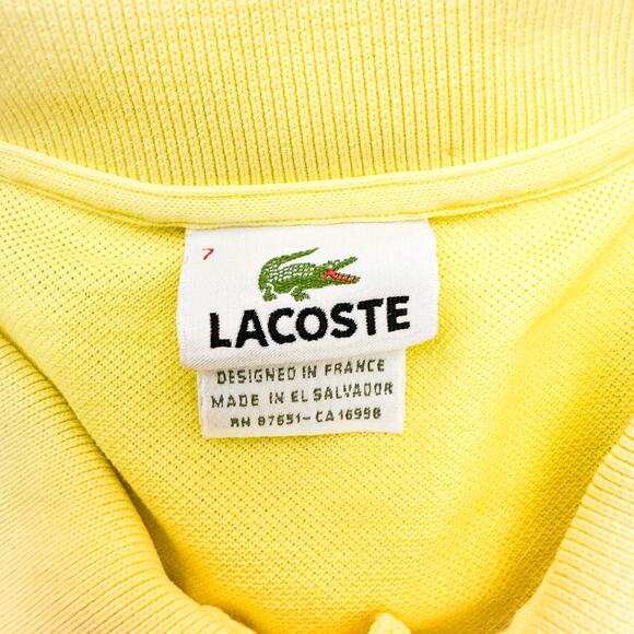 Lacoste Men's Short Sleeve Polo Neon Yellow Button Down Size 7 (Large) - Picture 2 of 6